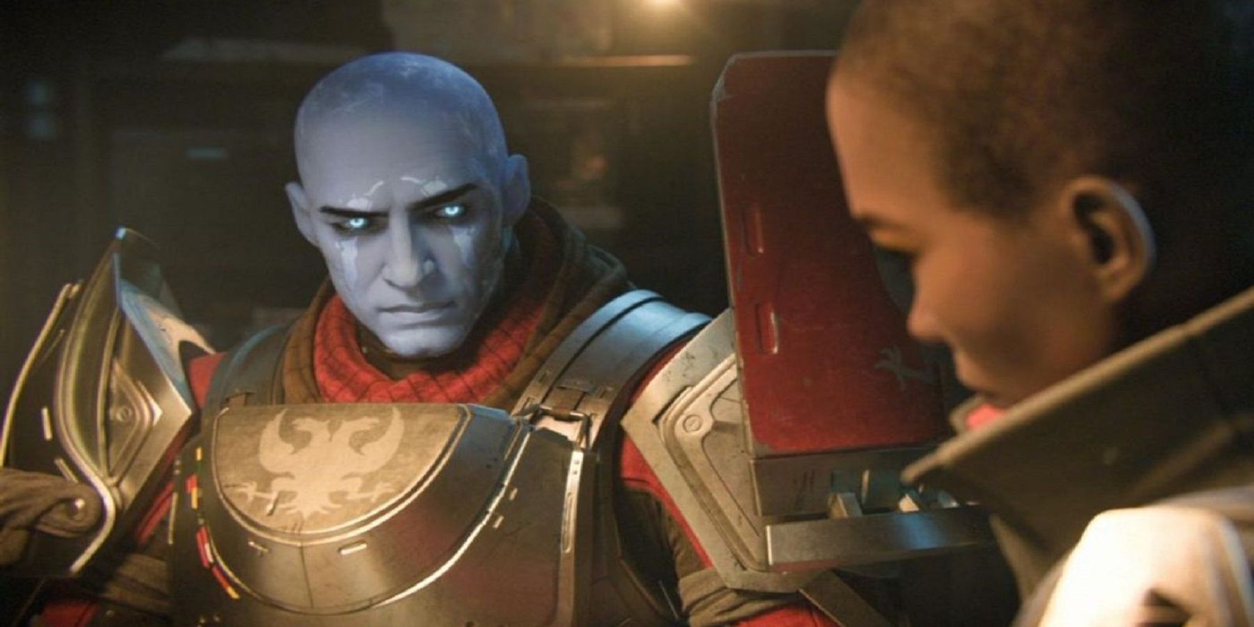 Zavala looking at Ikora in a cinematic for Destiny 2