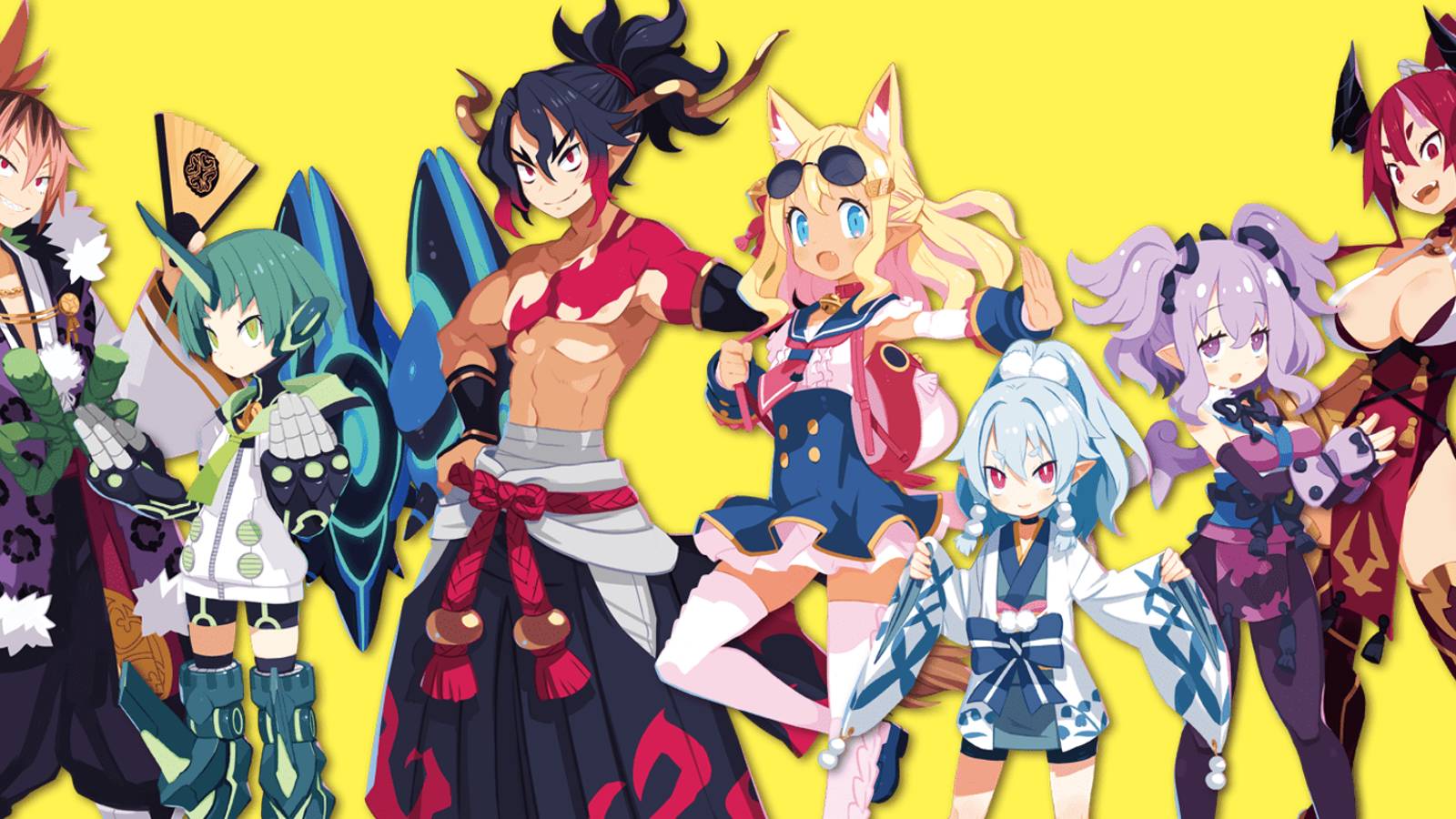 Disgaea 7 Roster Yellow Background