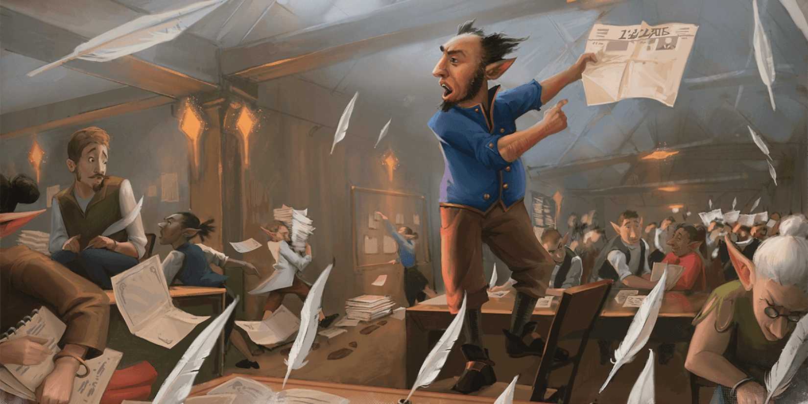 d&d wizards of the coast official art vice president with floating quills