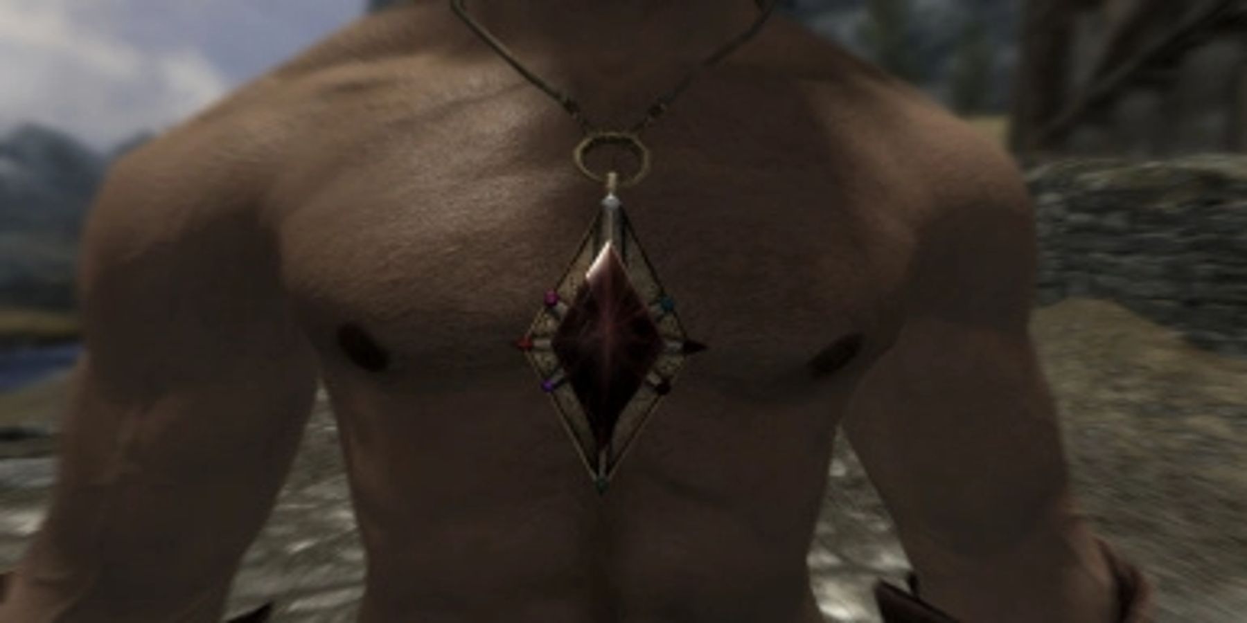 Skyrim character wearing the Amulet of Kings in a Nexus Mod