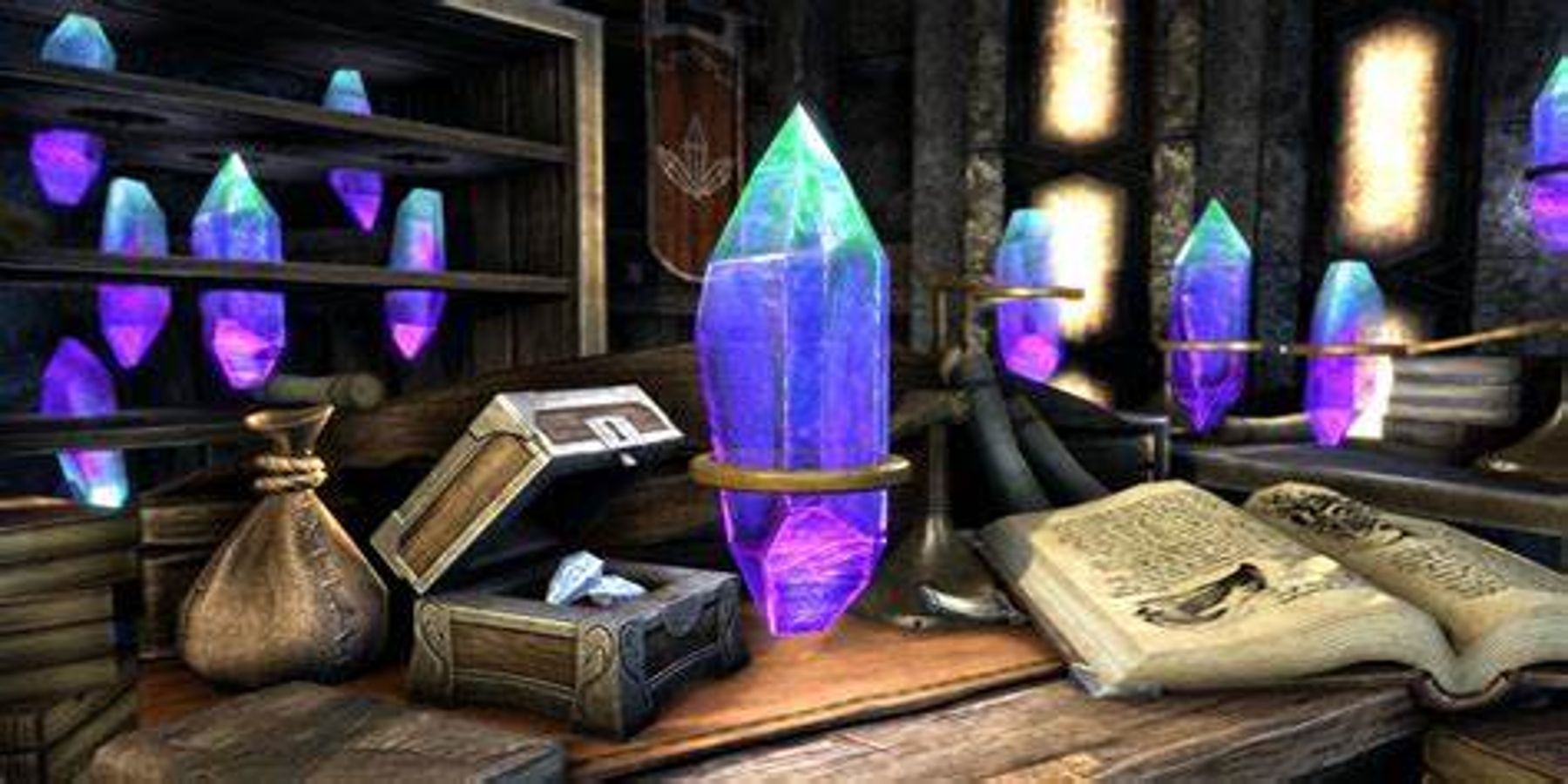 A collection of collectible soul gems found in Skyrim and other Elder Scrolls games.