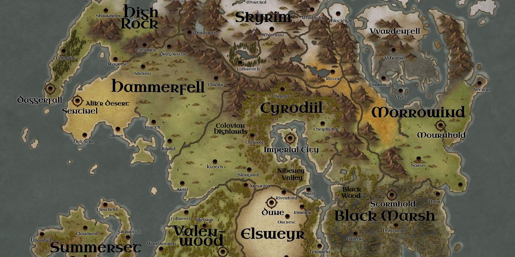 Elder Scrolls Tamriel Map Layout 
