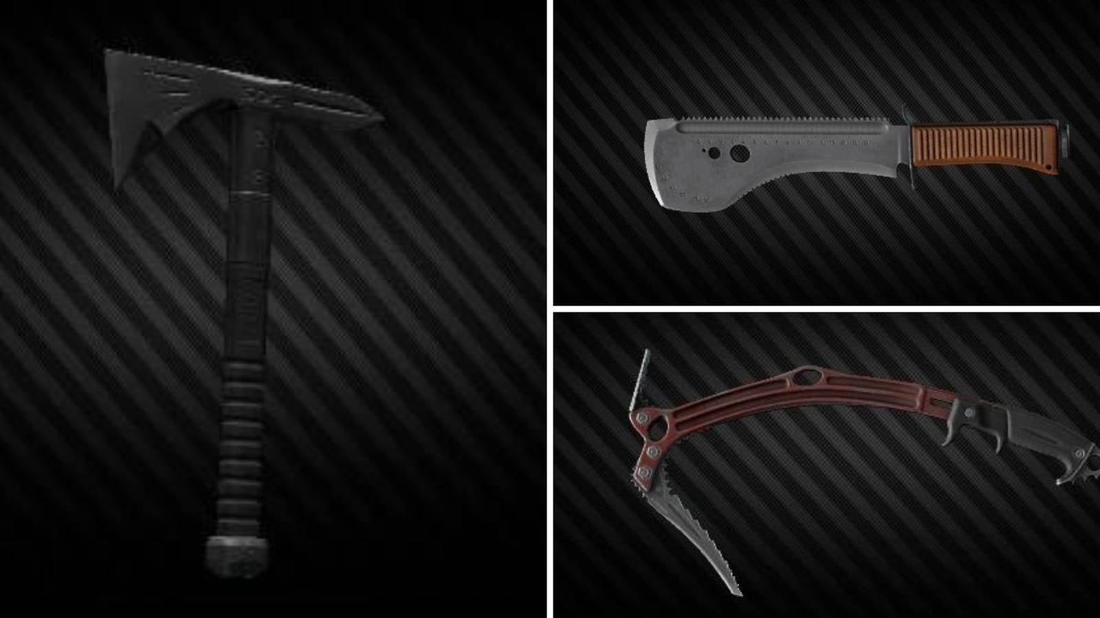 A grid of three melee weapons in Escape From Tarkov 