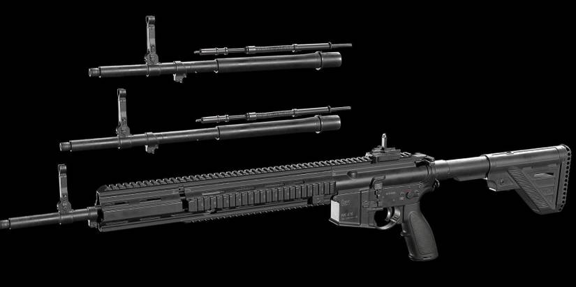 escape from tarkov HK 416-A5 with its different barrels 