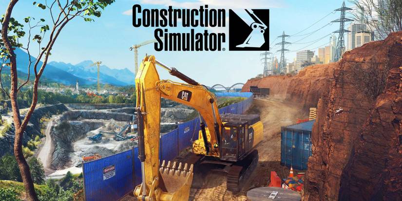 Excavator Driving On A Soily Road Towards Viewer Who Is At An Elevated Angle In Construction Simulator