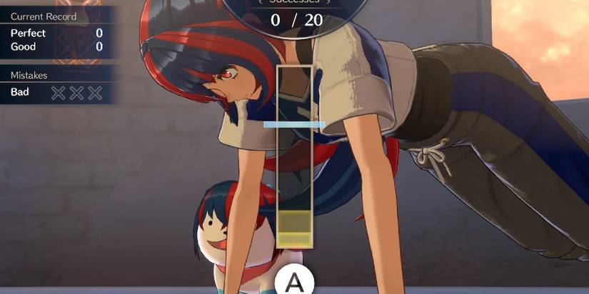 Female Alear and her cat engaging in strength training in Engage