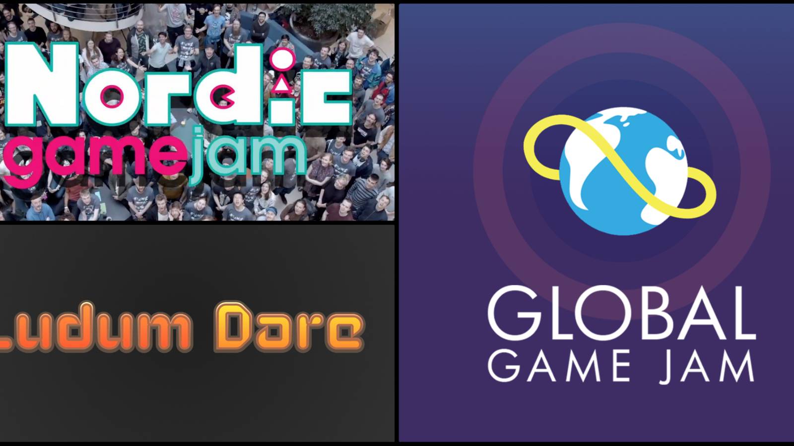 logos from the Nordic Game Jam, the Ludum Dare and the Global Game Jam