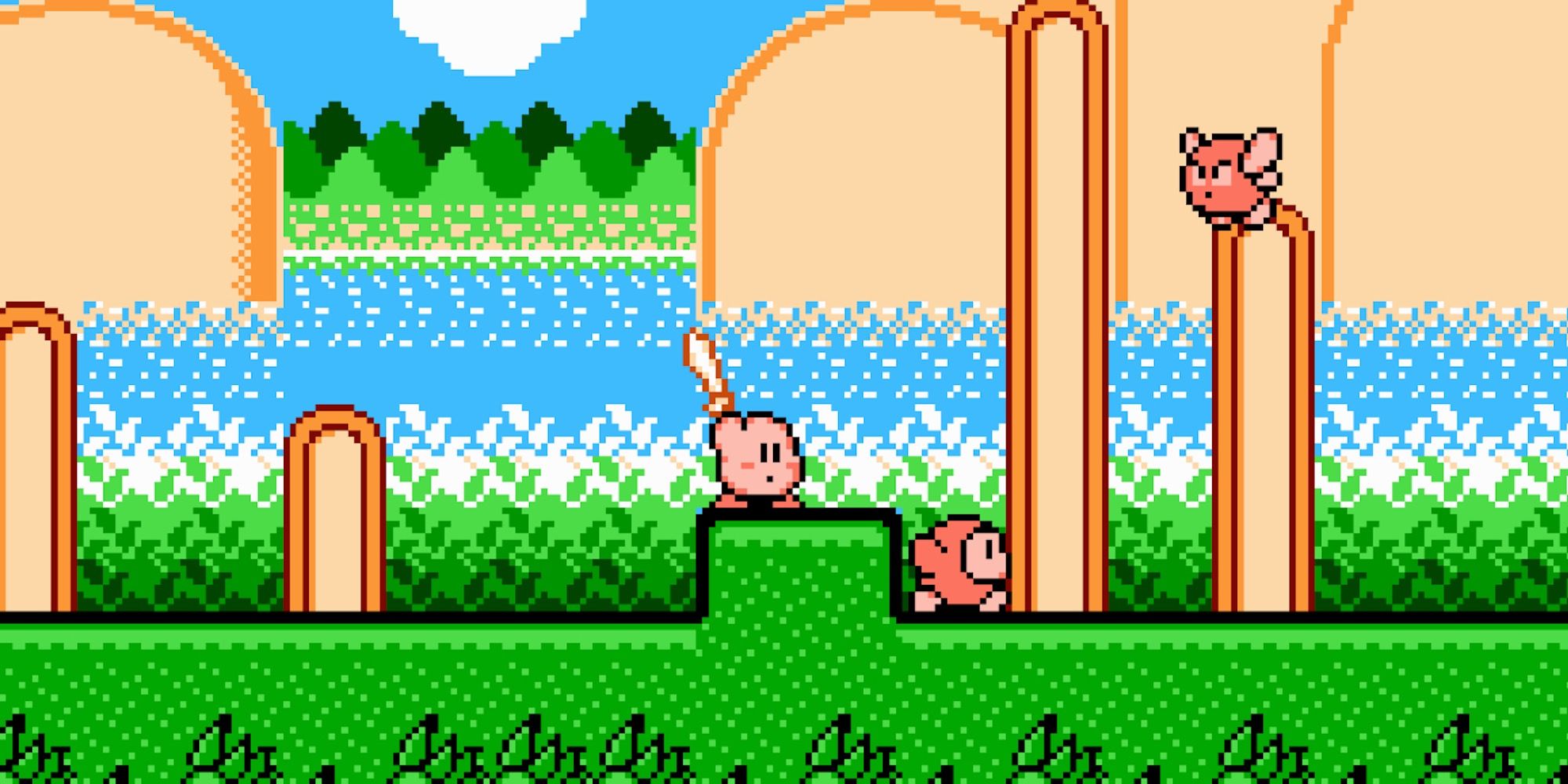 Fighting enemies in Kirby’s Adventure