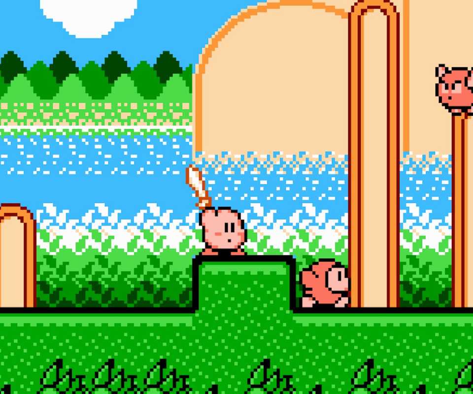 Fighting enemies in Kirby’s Adventure