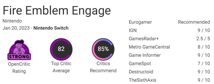 fire emblem engage reviews