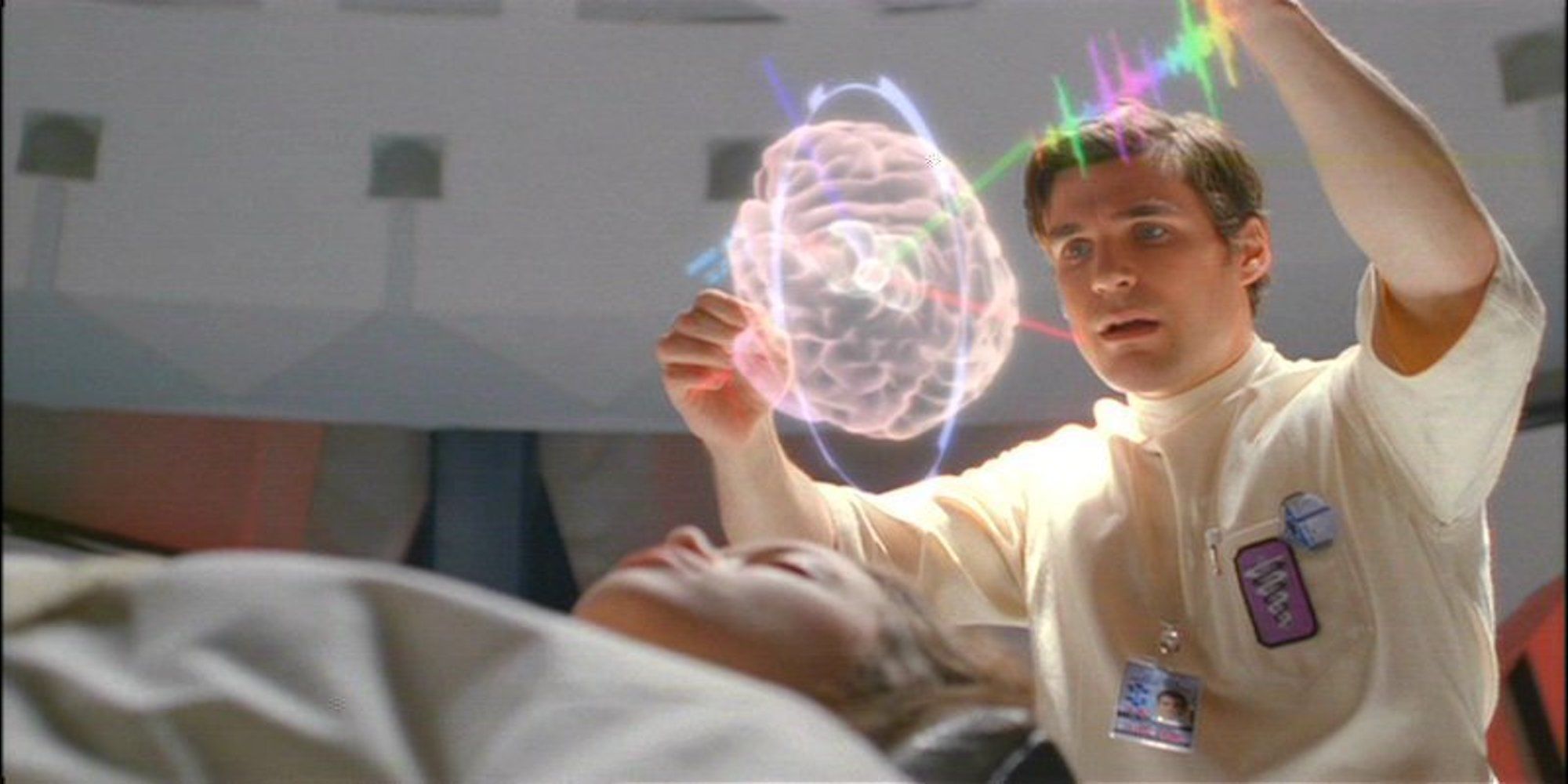 Simon analyses River's brain scan in a hospital