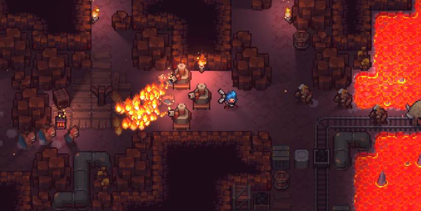 Flamethrower turrets in Dwerve