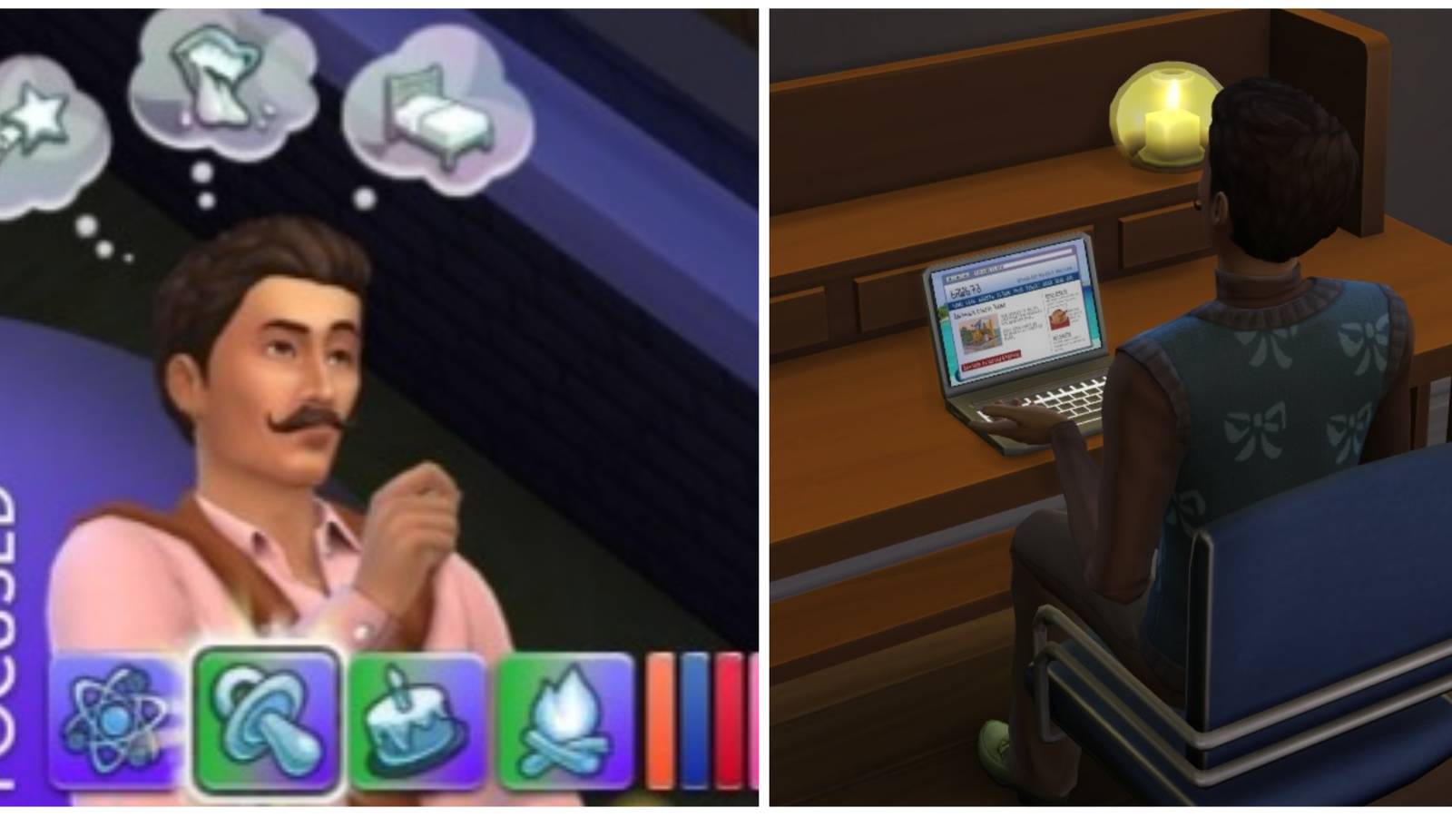 a focused sim on the computer