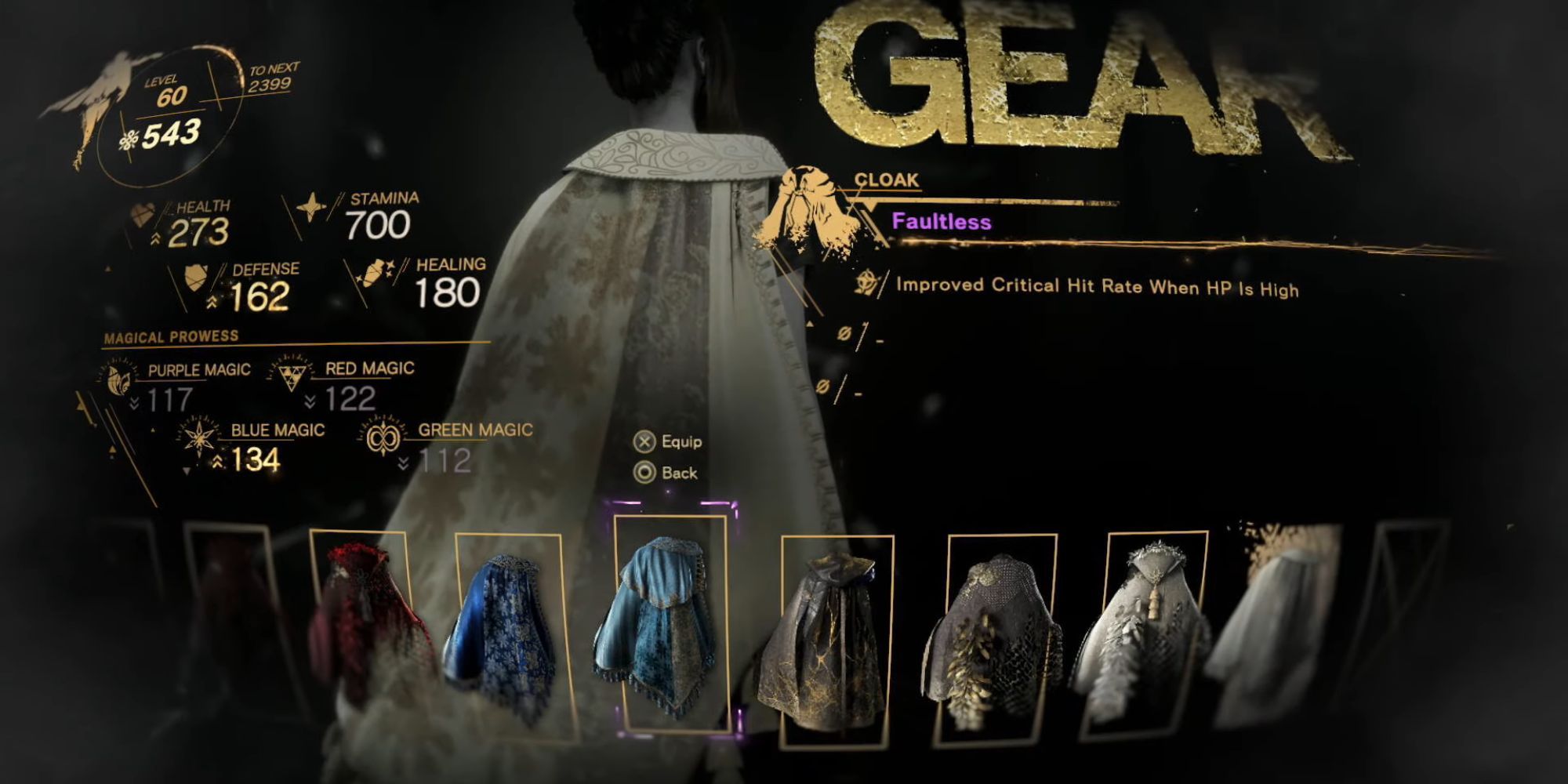 Forspoken Faultless Cloak in the in-game menu