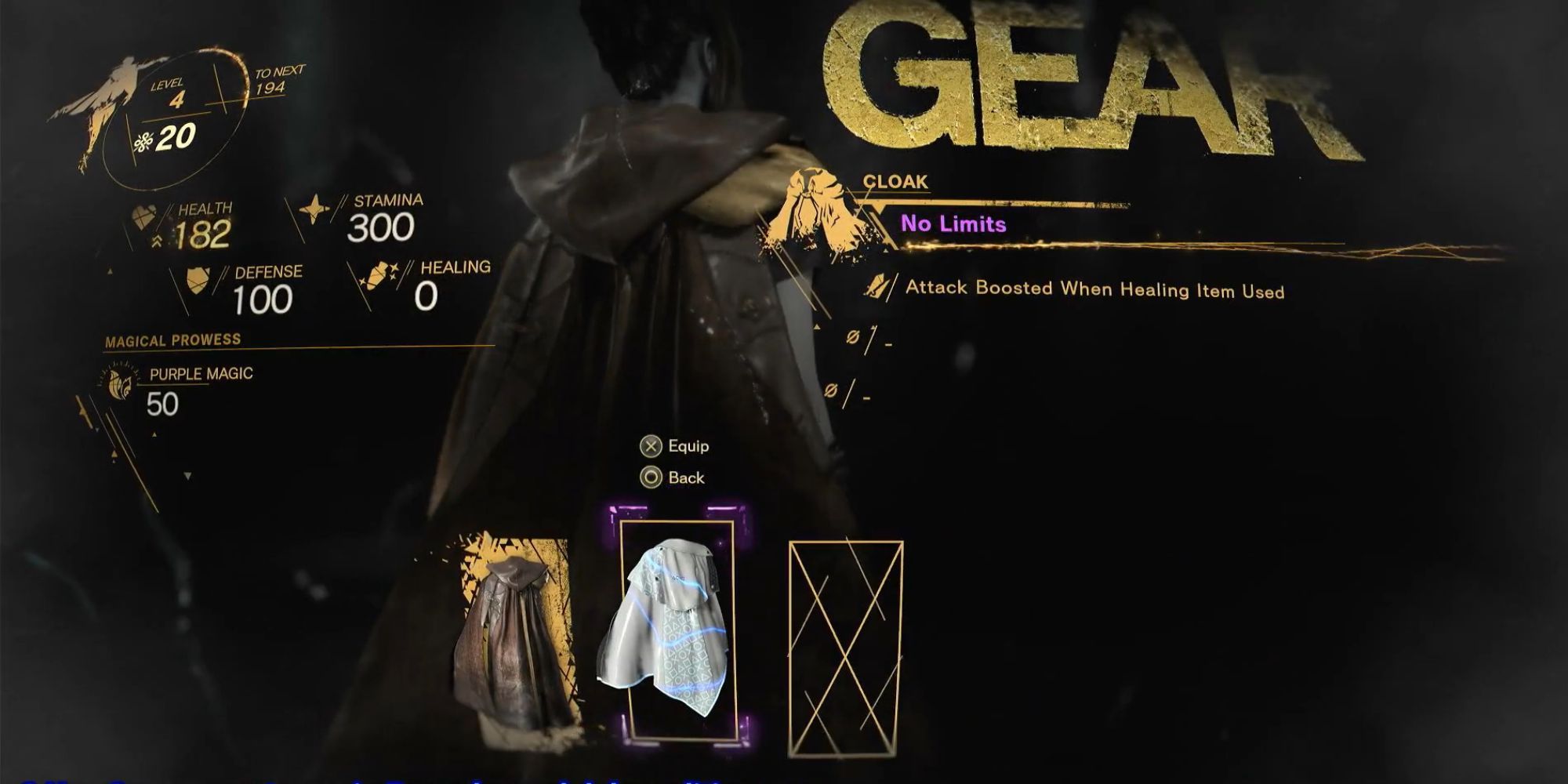Forspoken No Limits Cloak in the in-game menu