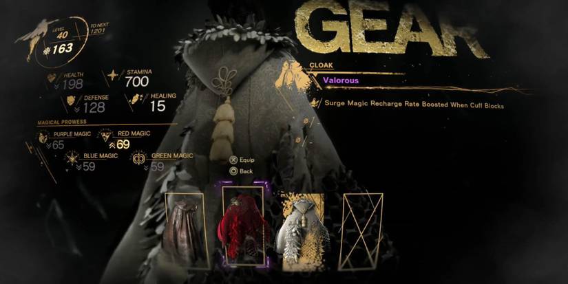 Forspoken Valorous Cloak in the in-game menu