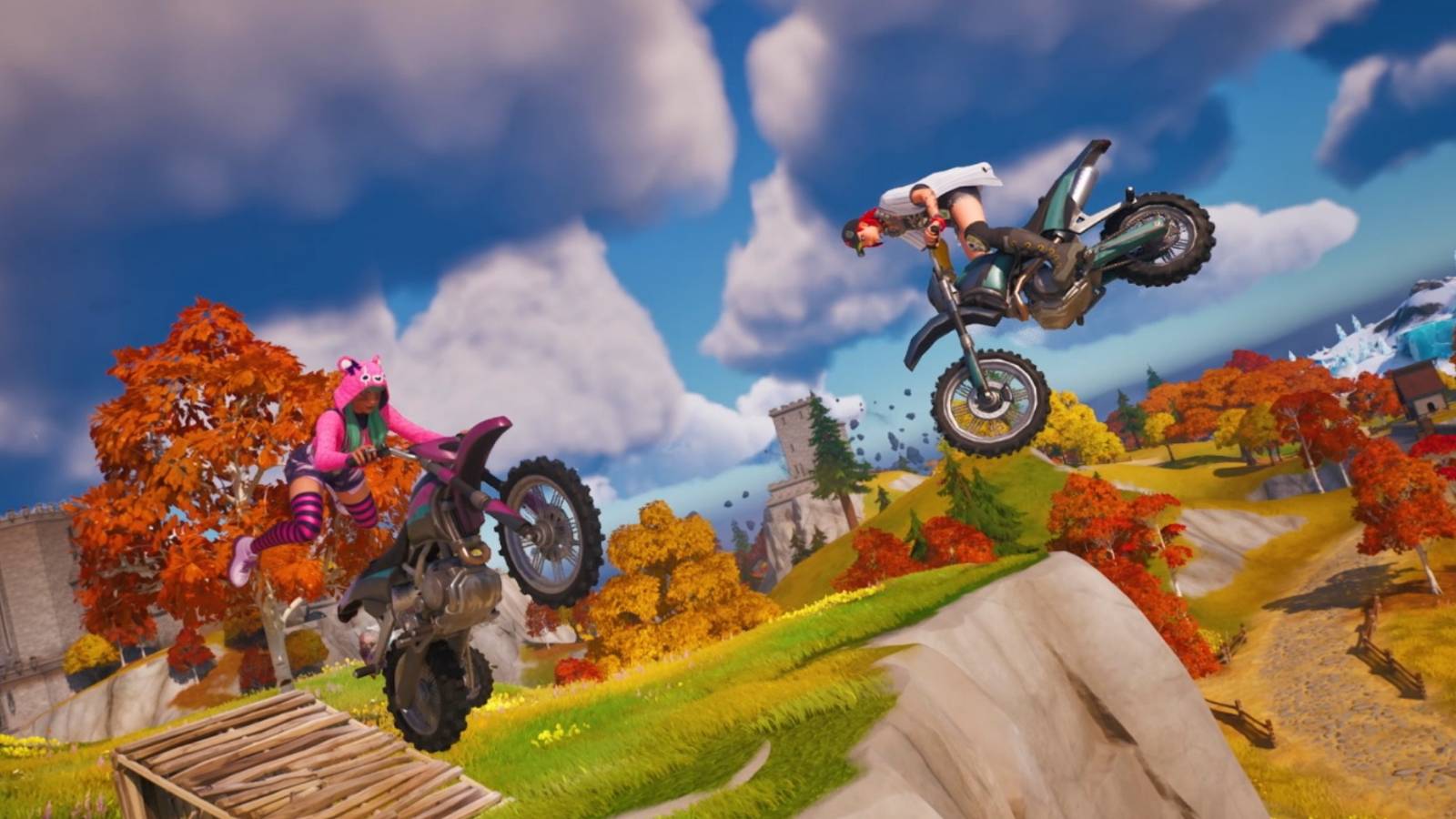 fortnite players performing a bike trick