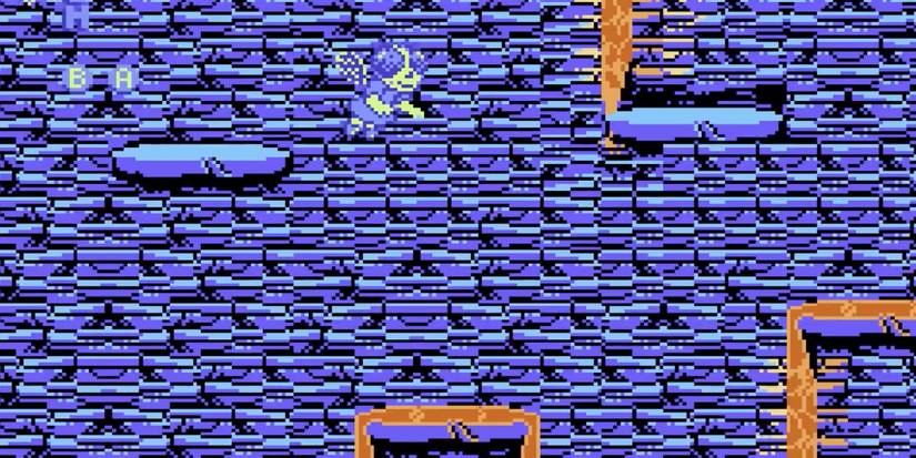 Player flies across a cave filled with lava