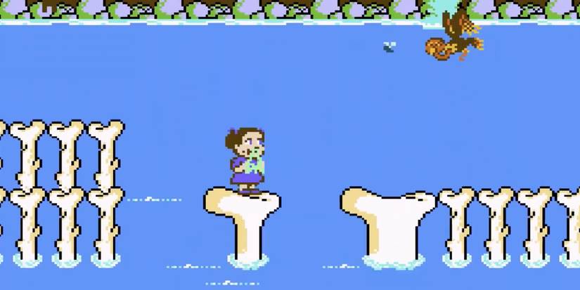 Player lands on the right spot between bones on the water