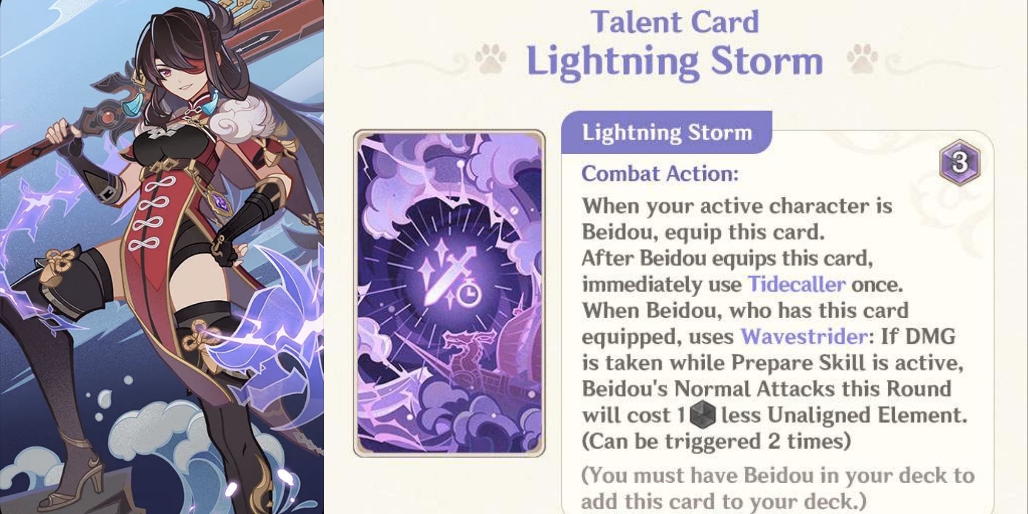 Genshin Impact Genius Invokation TCG Beidou Talent Card