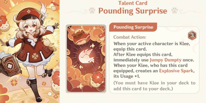 Genshin Impact Genius Invokation TCG Klee Talent Card