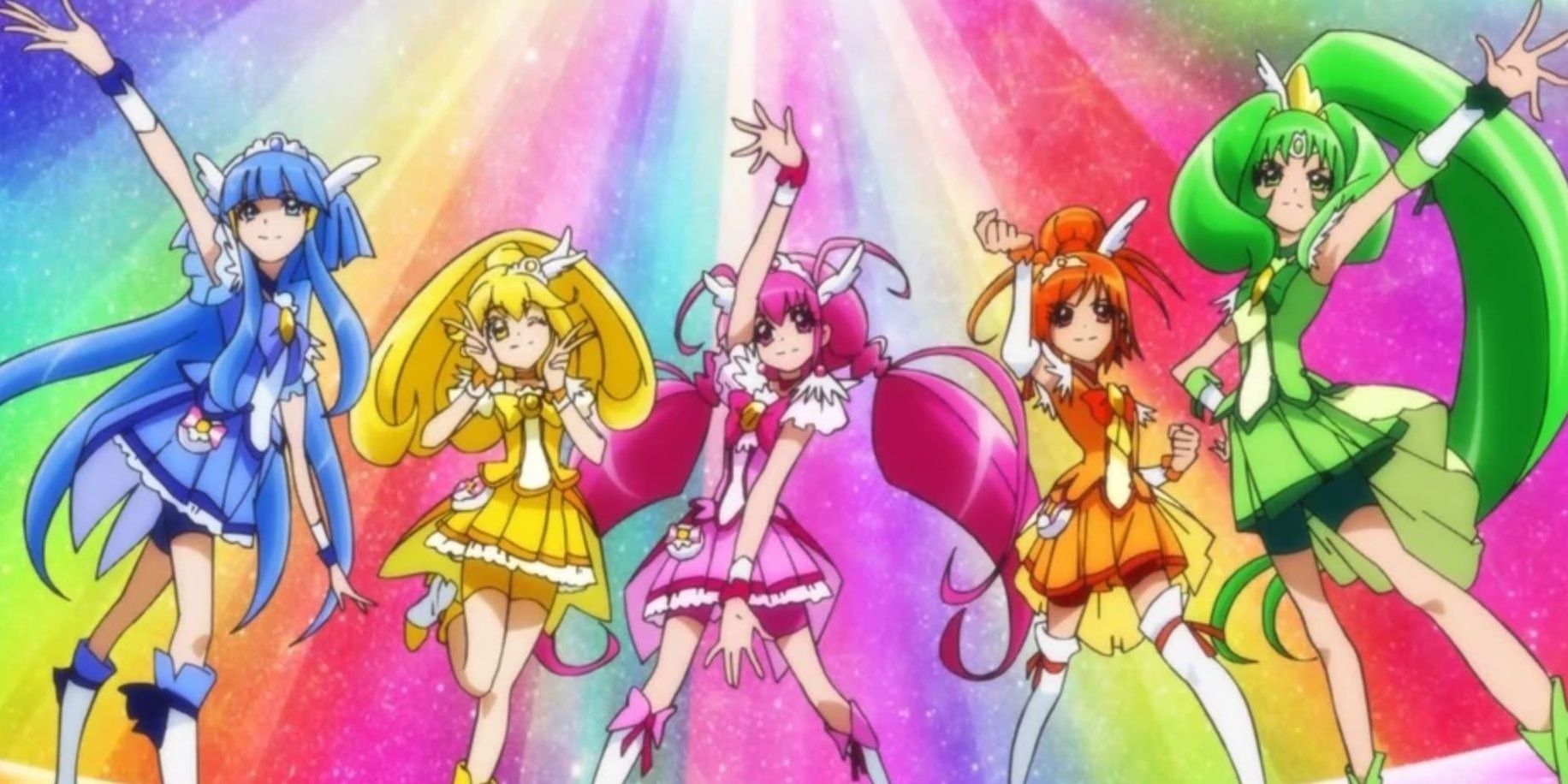 The Glitter Force after their magical girl transformation