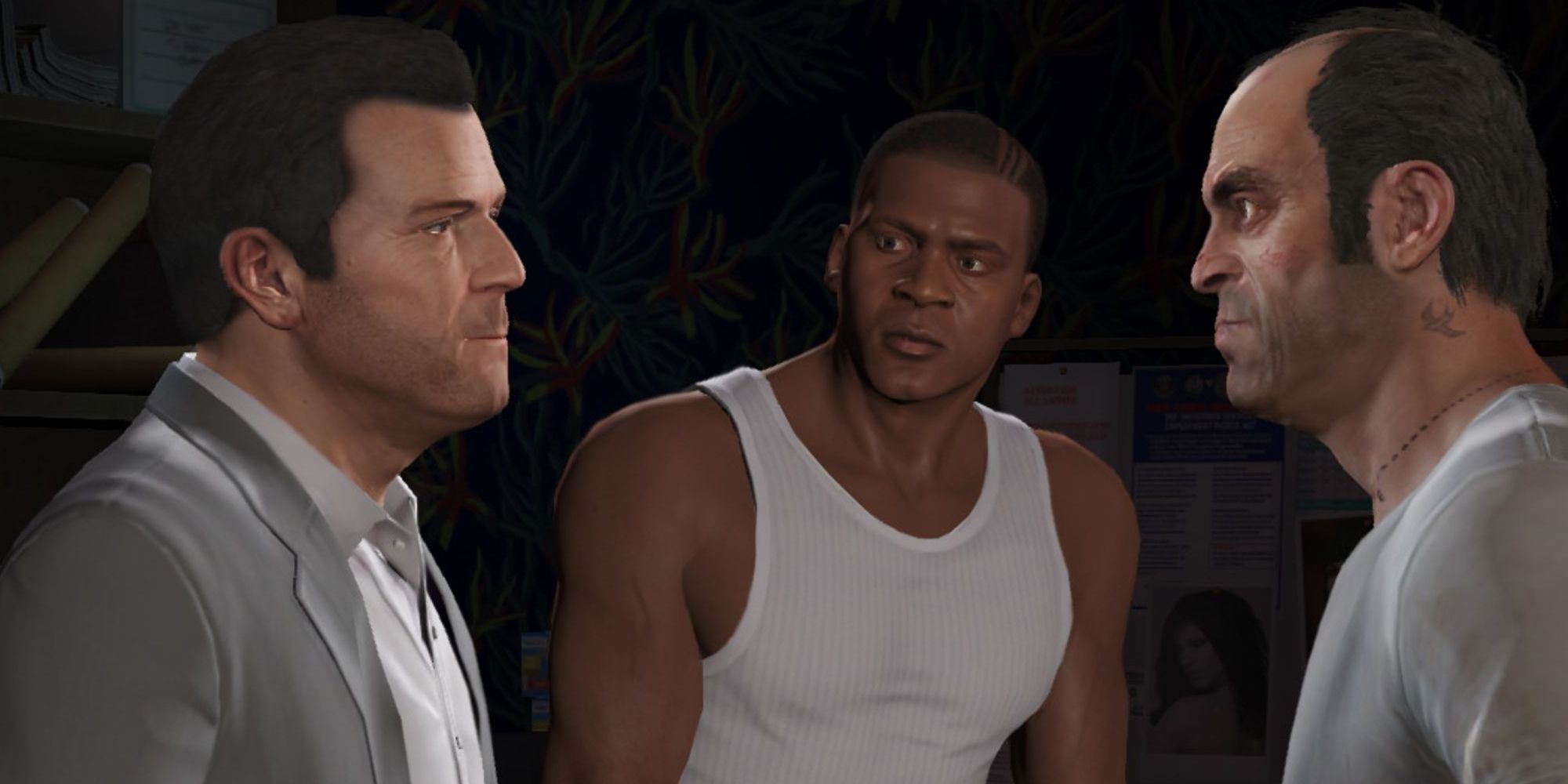 Michael, Franklin, and Trevor in Grand Theft Auto 5