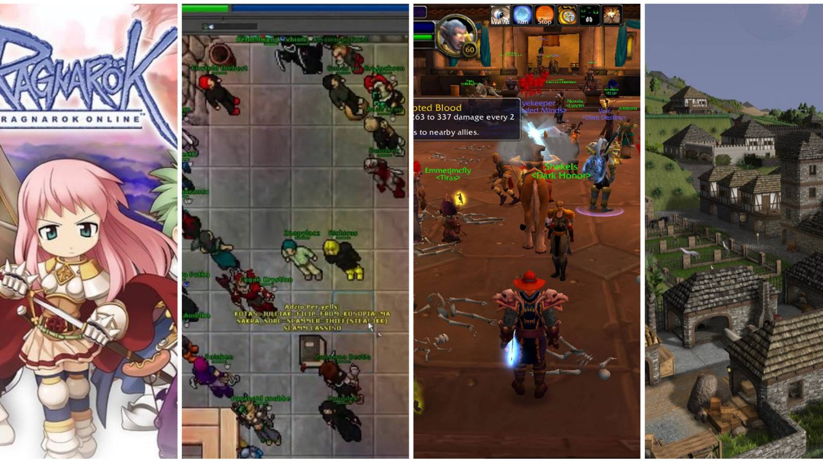 Ragnarok Online, Tibia, World of Warcraft, and Wurm Online
