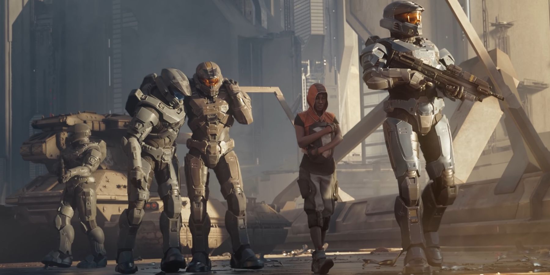 Screenshot of several Spartans in Halo Infinite