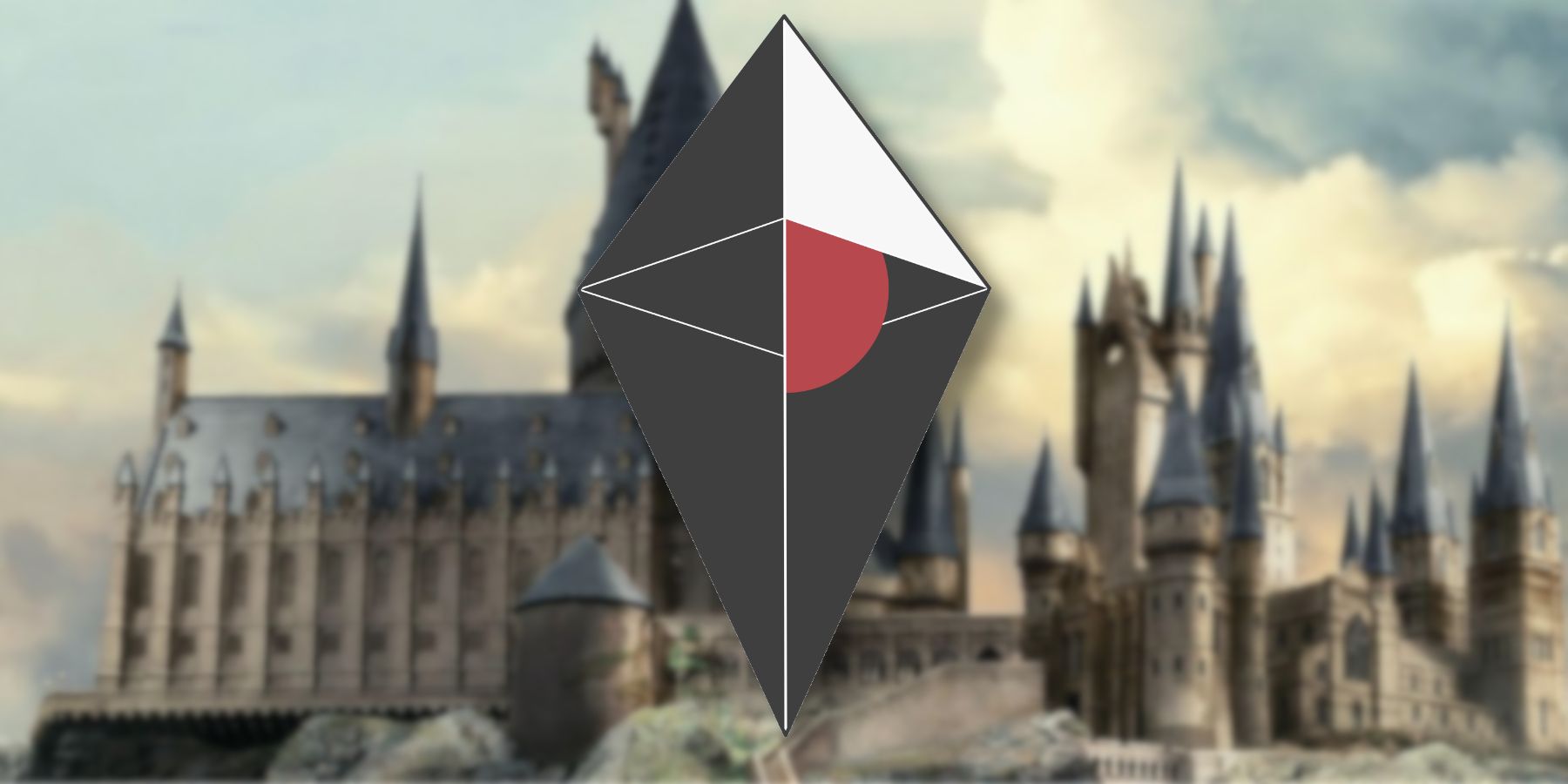 The No Man's Sky logo with Hogwarts from Harry Potter in the background.