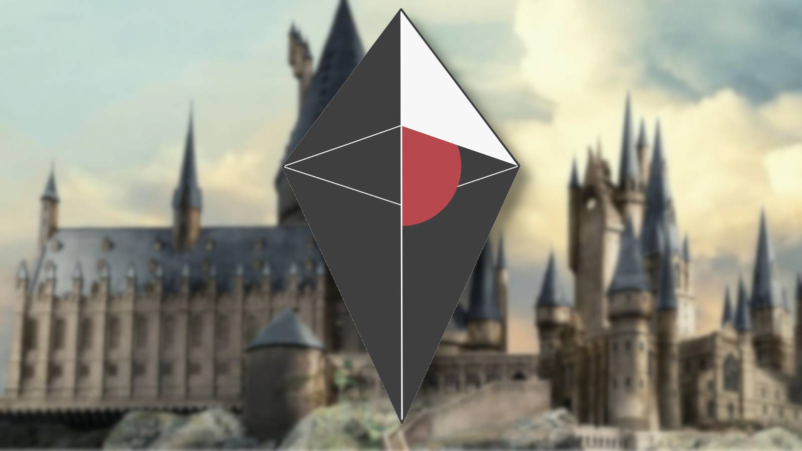 The No Man's Sky logo with Hogwarts from Harry Potter in the background.