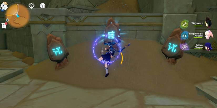 hitting the stone change symbol in genshin impact