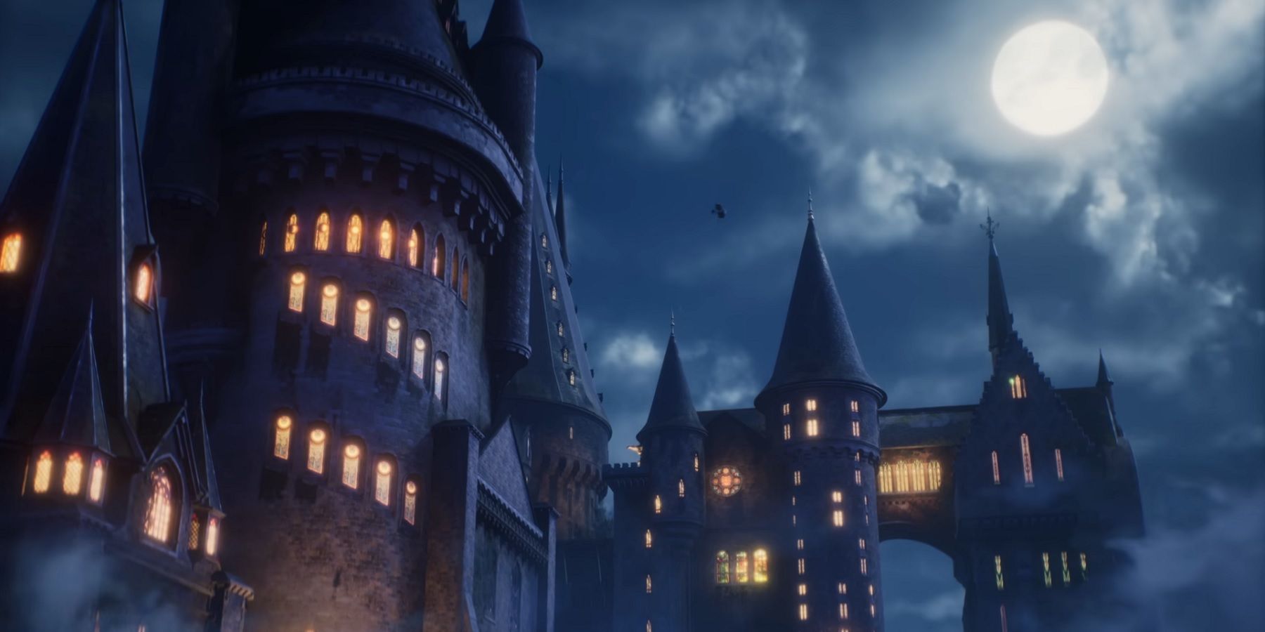 hogwarts legacy castle at night
