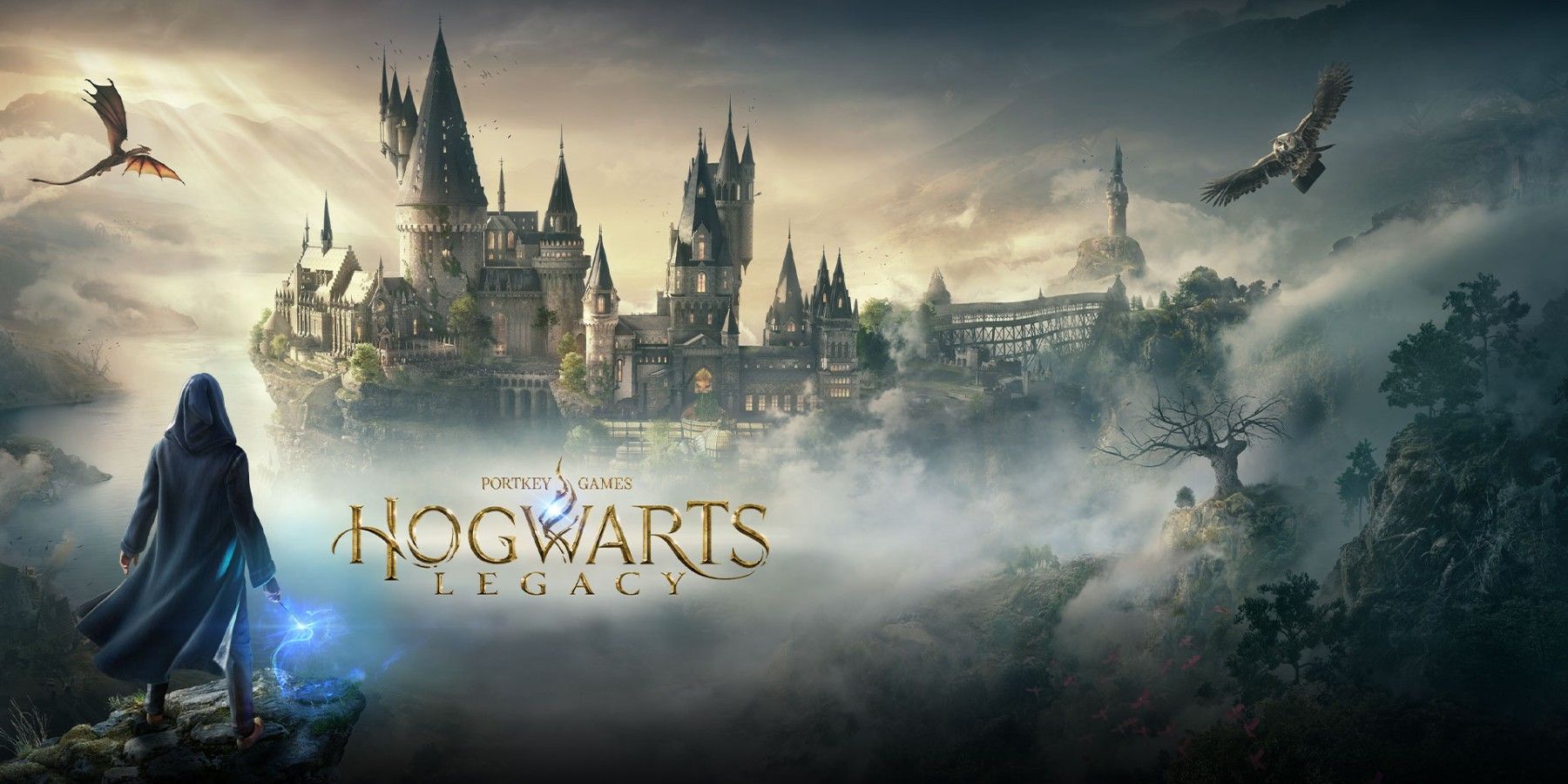 Hogwarts Legacy key art and logo