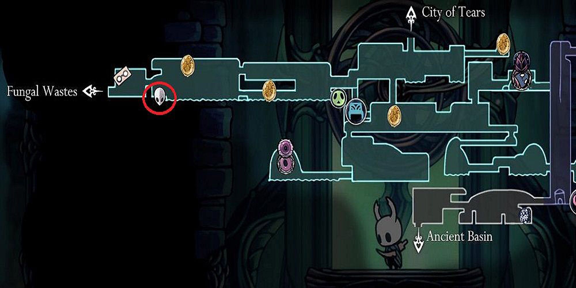 Hollow Knight - Mask Shard In Royal Waterways Map Location
