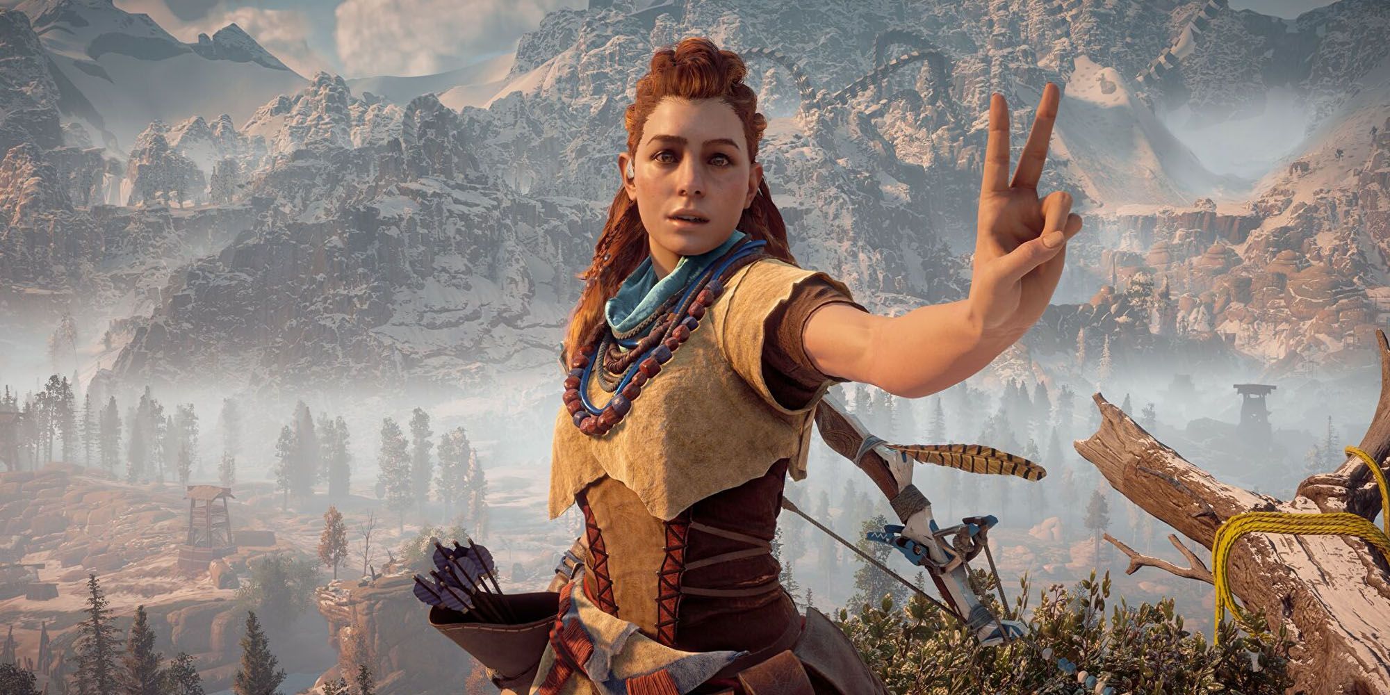 Aloy giving peace sign in Horizon Zero Dawn