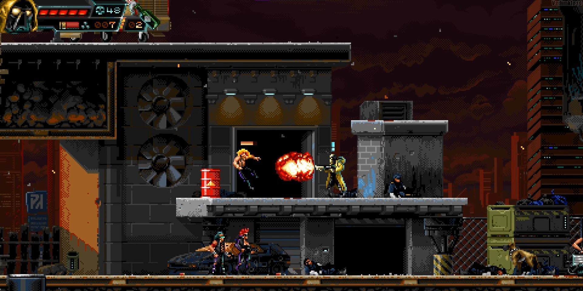 A screenshot from Huntdown Cyberpunk Adventure