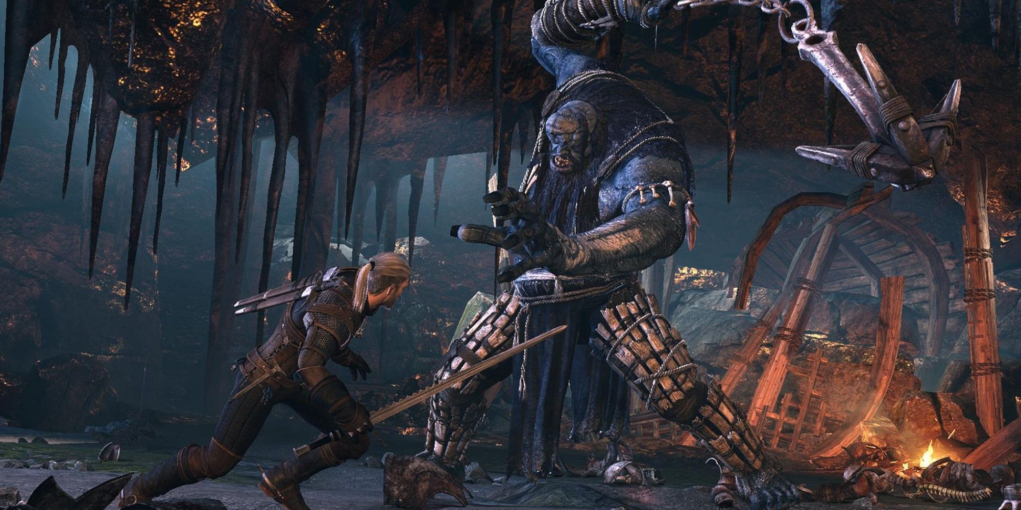 Geralt fights the Ice Giant