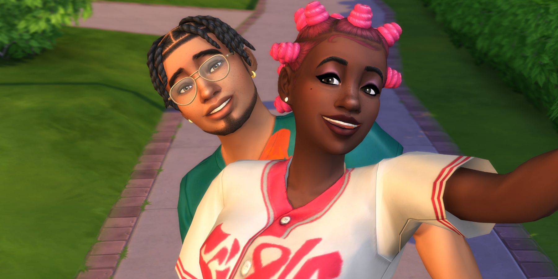 couple taking a picture the sims 4