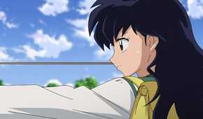 Kagome Higurashi from the anime, Inuyasha holding an arrow and aiming