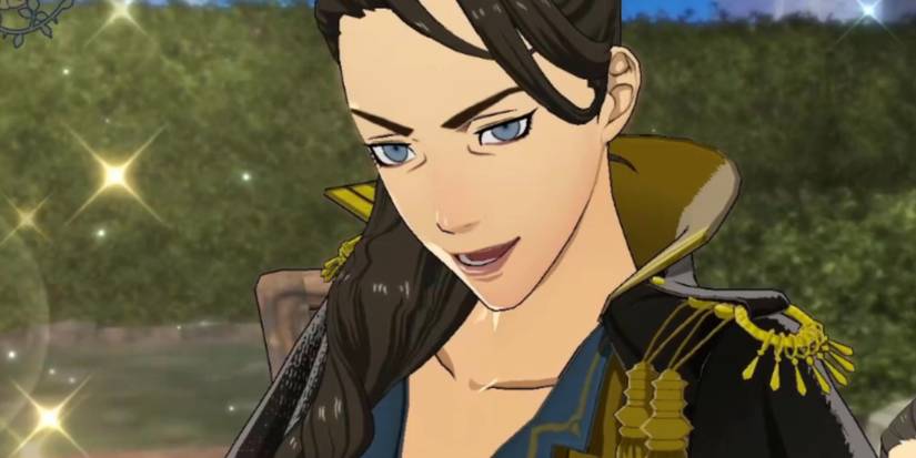 Judith von Daphnel in a tea party scene with Byleth in the Verdant Wind route.