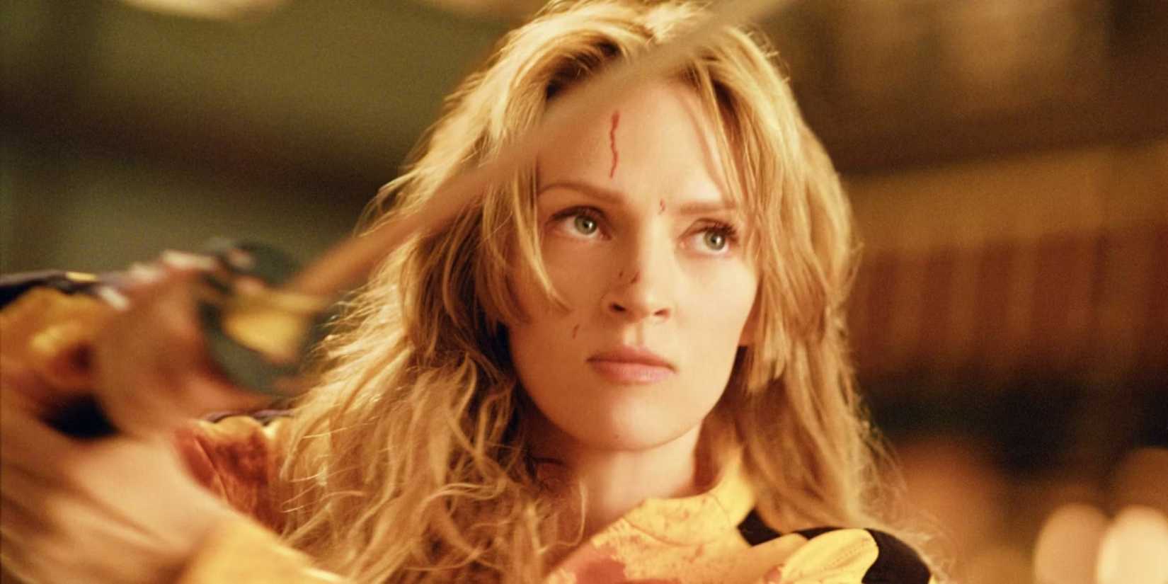 Uma Thurman holding sword in Kill Bill: Volume 1