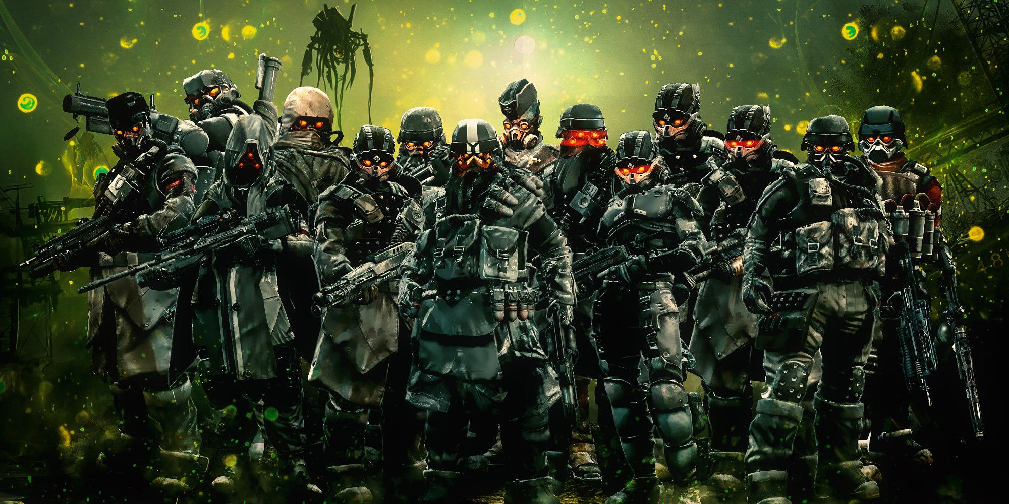 a lineup of all the types of Helghast soldiers from Killzone