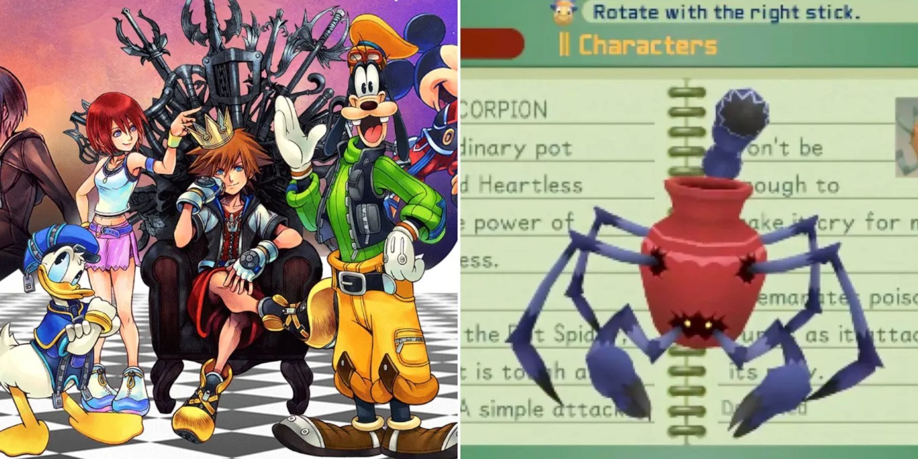 Kingdom Hearts Sora, Goofy and Donald and the pot scorpion