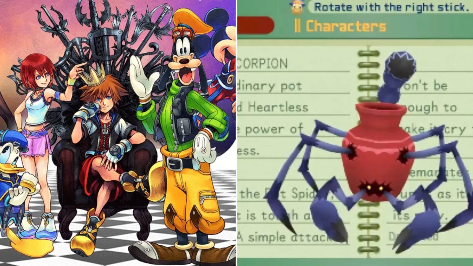 Kingdom Hearts Sora, Goofy and Donald and the pot scorpion