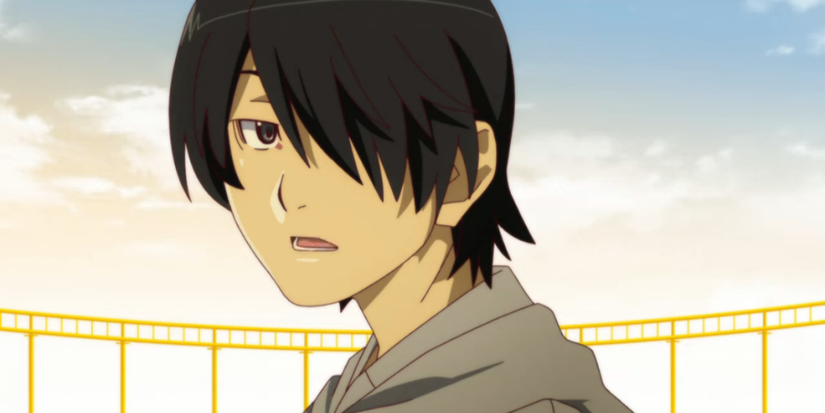 Koyomi Araragi from the anime, Monogatari with an uninterested expression