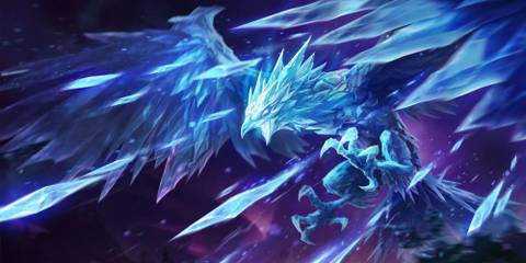 Anivia Firing Ice Shards in her League of Legends splash art