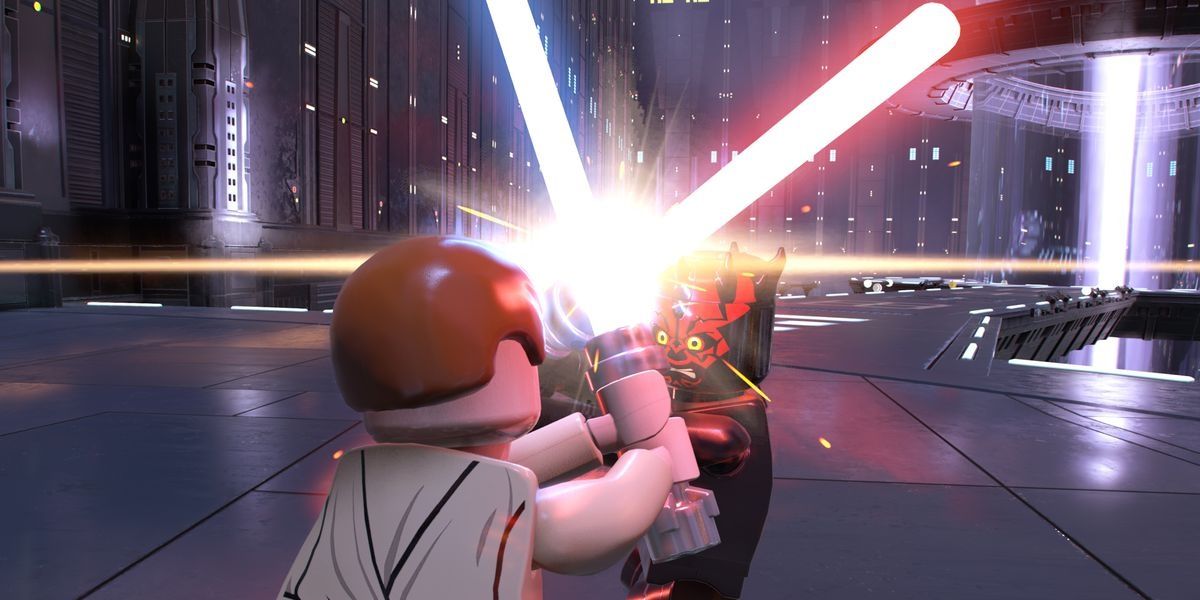 lego star wars skywalker saga obi wan and darth maul fighting 