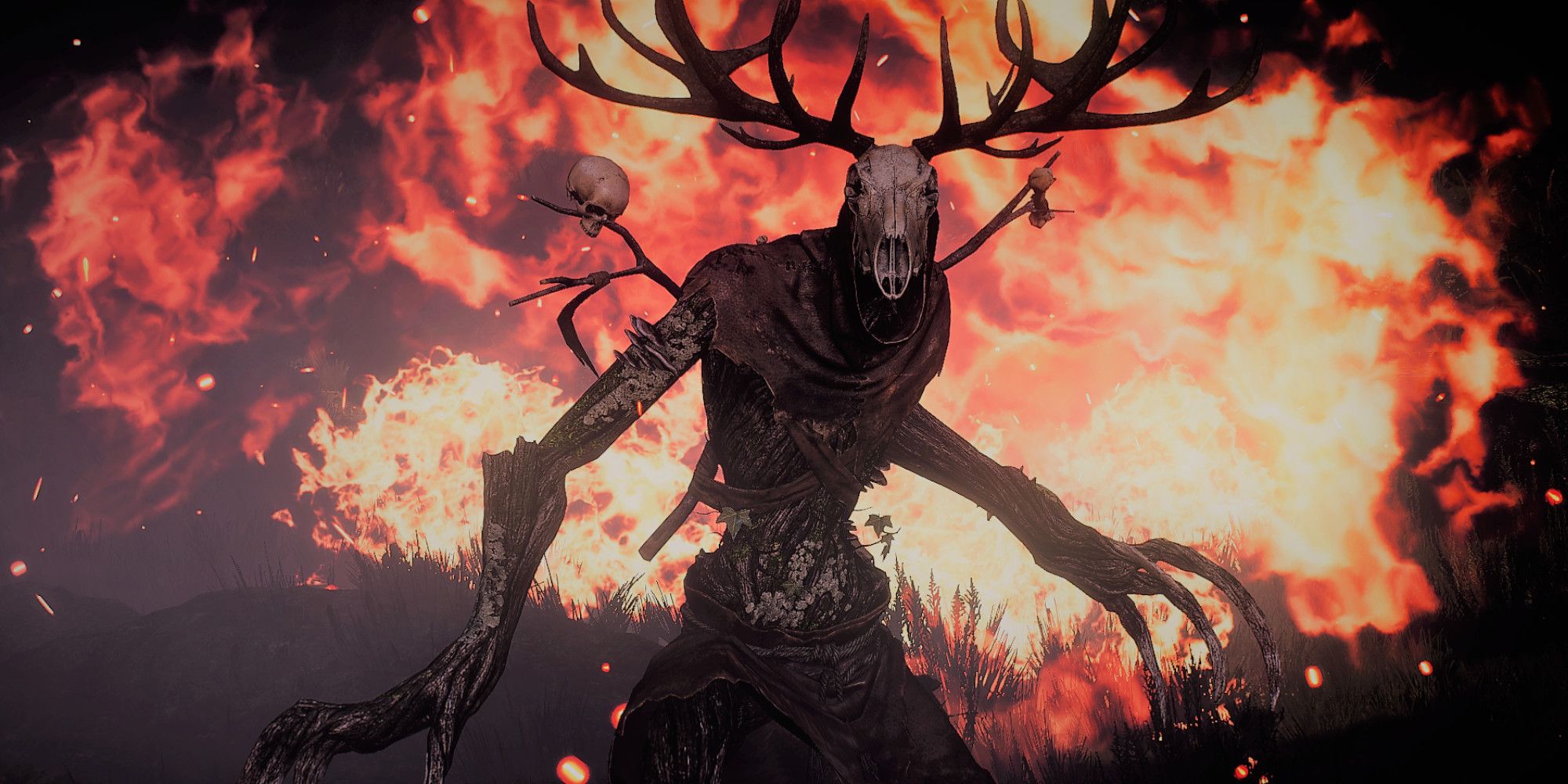 a LESHen stands in front of a cloud of fire