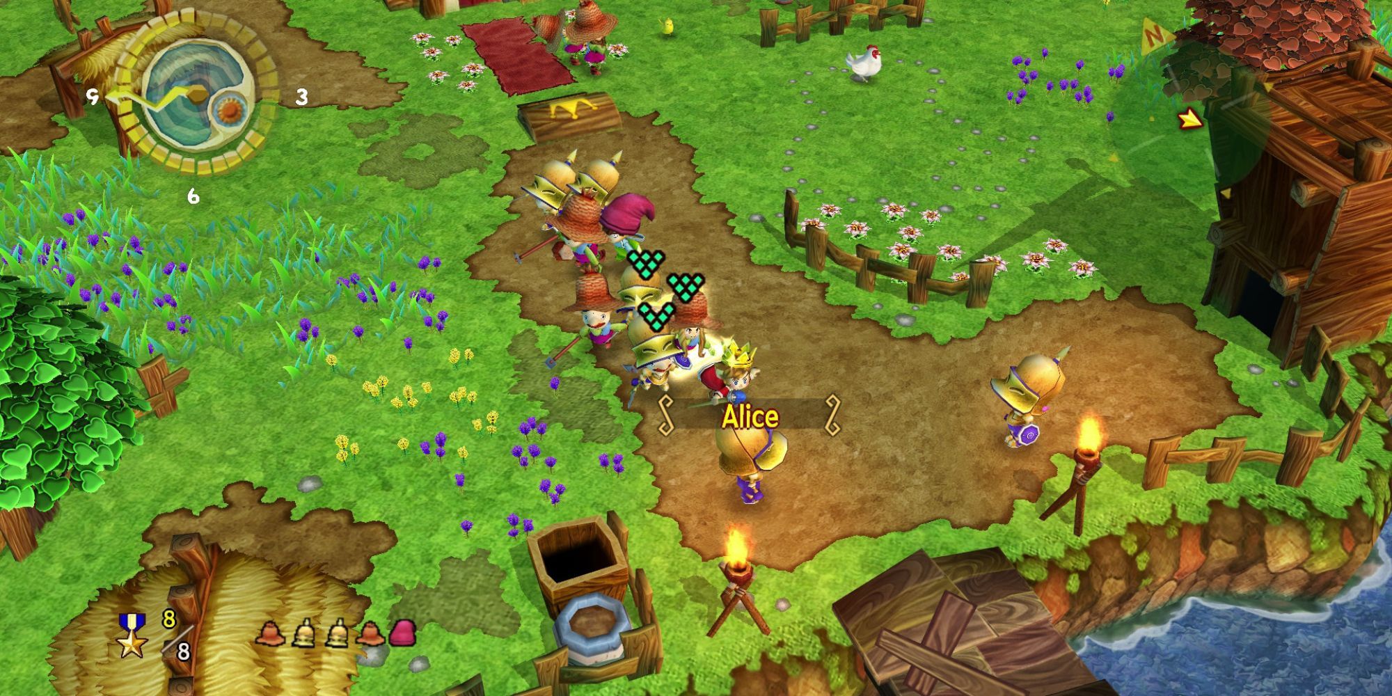 A player standing with several different units in Little King's Story